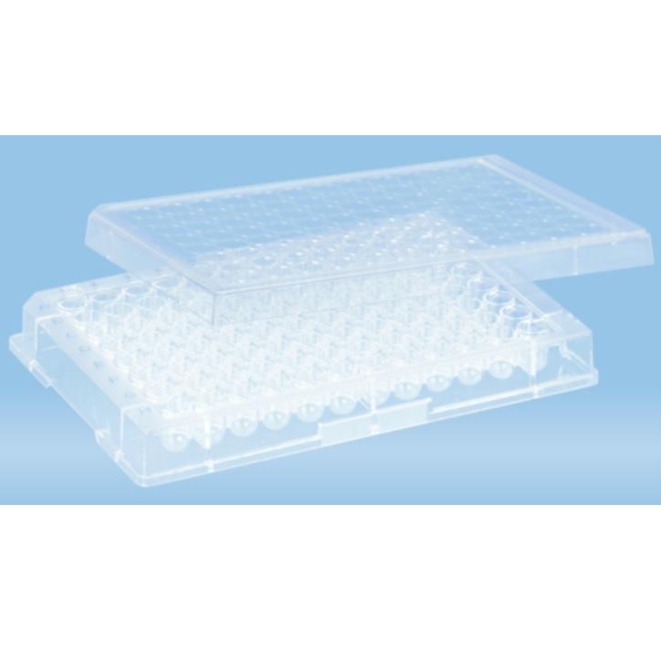 Sarstedt™ Micro Test Plate, 96 well, Slip-on Lid, Round Base, PS, Transparent