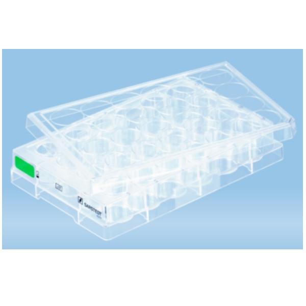 Sarstedt™ Cell Culture Plate, 24 Well, Suspension, Flat Base, Green