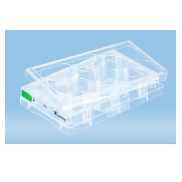 Sarstedt™ Cell Culture Plate, 6 Well, Suspension, Flat Bottom, Green