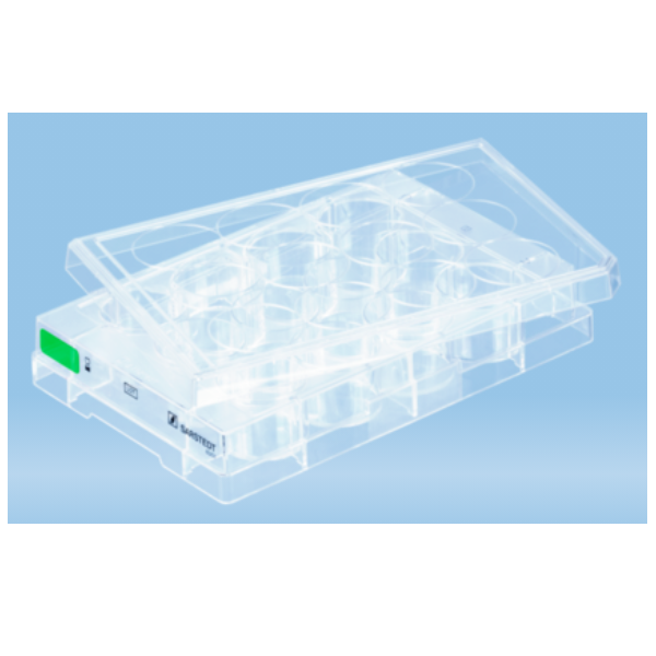 Sarstedt™ Cell Culture Plate, 12 Well, Suspension, Flat Bottom, Green