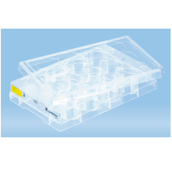 Sarstedt™ Cell Culture Plate, 12 Well, Cell+, Flat Bottom, Yellow