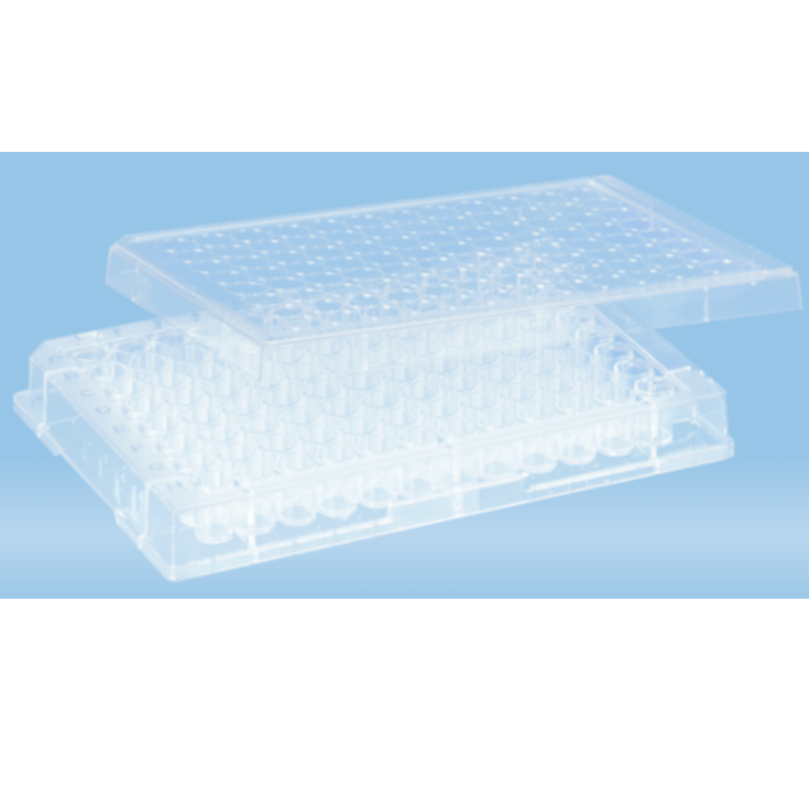 Sarstedt™ Micro Test Plate, 96 well, Slip-on Lid, Flat Base, PS, Transparent