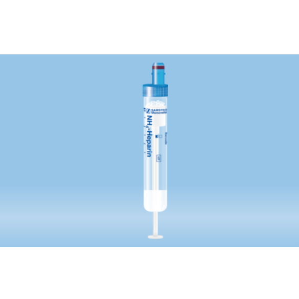 S-Monovette® Ammonium Heparin, 9 ml, Cap Blue, (LxØ): 92 x 16 mm, With Plastic Label
