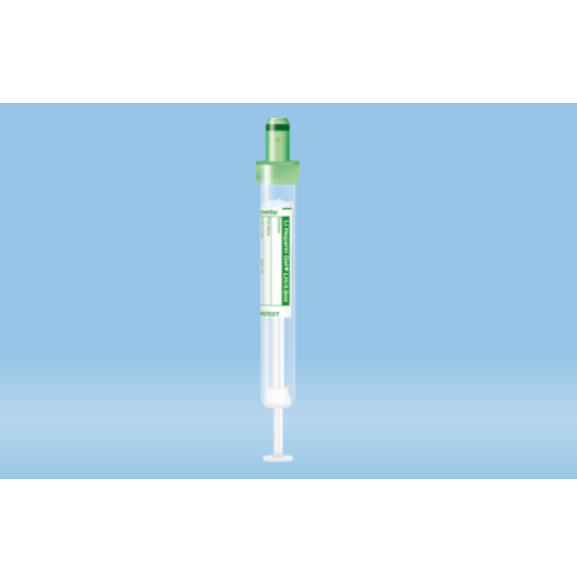 S-Monovette® Lithium Heparin Gel+, 4.9 ml, Cap Green, (LxØ): 90 x 13 mm, With Plastic Label