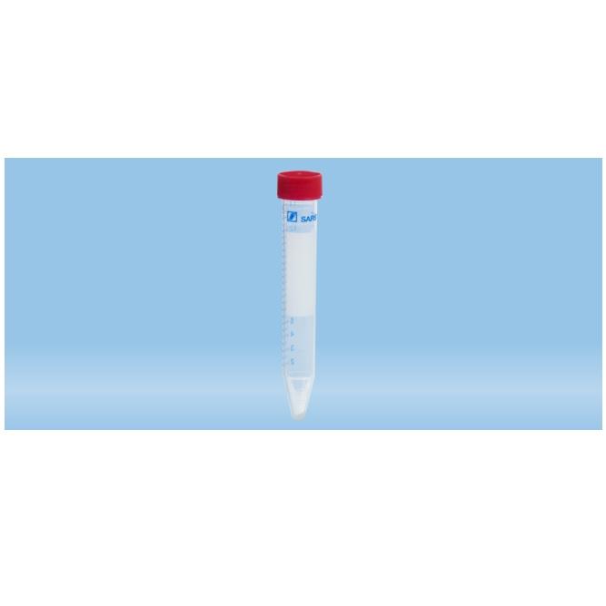 Sarstedt™ Screw Cap Tube, 15 ml, (LxØ): 120 x 17 mm, PP, With Print, Red Cap, Non Sterile