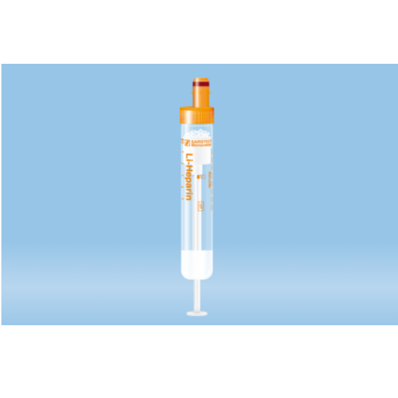 S-Monovette® Lithium Heparin, 9 ml, Cap Orange, (LxØ): 92 x 16 mm, With Paper Label