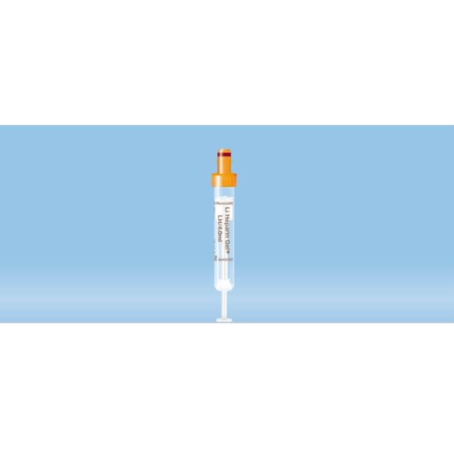 S-Monovette® Lithium Heparin Gel+, 4 ml, Cap Orange, (LxØ): 75 x 13 mm, With Plastic Label