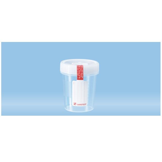 Sarstedt™ Container With Screw Cap, 100 ml, (ØxH): 57 x 76 mm, PP, With Safety Label, Transparent