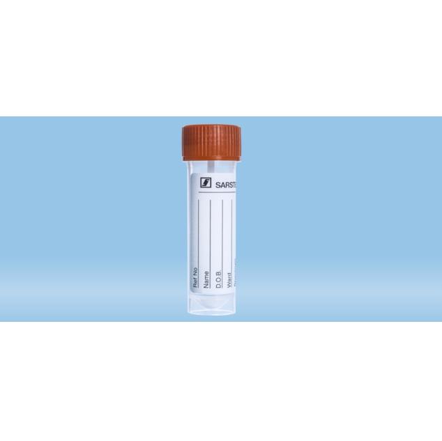 Sarstedt™ Faeces Tube, Screw Cap, (LxØ): 76 x 20 mm, Transparent, Sterile, With Paper Label