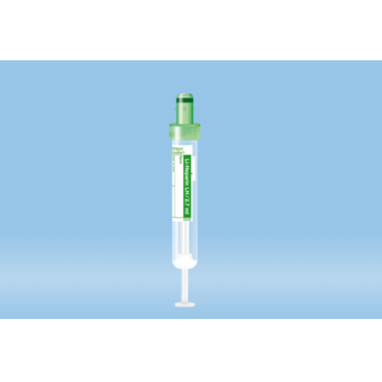 S-Monovette® Lithium Heparin, 2.7 ml, Cap Green, (LxØ): 75 x 13 mm, with Paper Label
