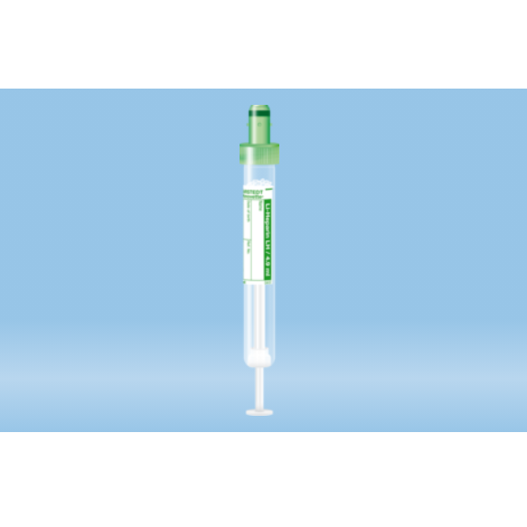 S-Monovette® Lithium Heparin, 4.9 ml, Cap Green, (LxØ): 90 x 13 mm, With Paper Label