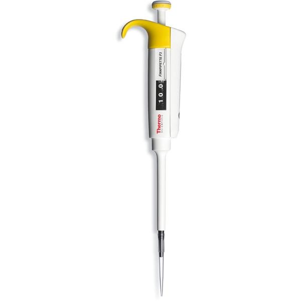Finnpipette™ F3 Variable Volume Single Channel Pipettes, 1 to 10 μL, Yellow