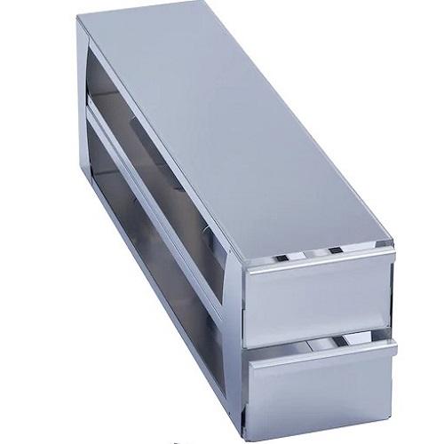 Freezer Rack: Premium U410, U700, HEF® U410, CryoCube® F570 series, CryoCube® F740 series (5-compartment, compartment 1-4), 3 in/76 mm, drawer, stainless steel