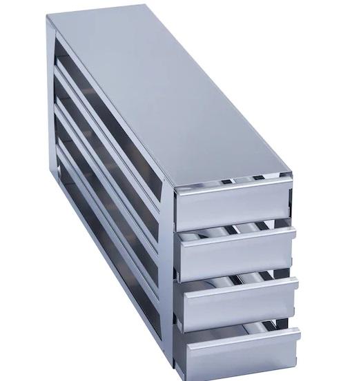 Eppendorf Freezer Rack: CryoCube® F440/ F570 series, CryoCube® F740 series (5-compartment, compartment 1-4), Premium U410, HEF® U410, 2 in/53 mm, drawer, stainless steel