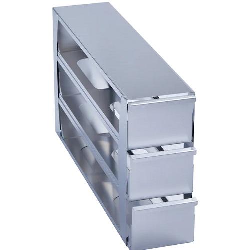 Eppendorf Freezer Rack: CryoCube® F740 series (3-compartment, Standard), Innova® U360, U535, 4 in/102 mm, drawer, stainless steel