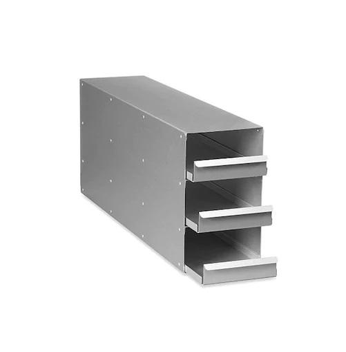 Eppendorf Upright freezer rack: U410 series, CryoCube® F440/ F570 series, CryoCube® F740 series (5-compartment), 12 boxes per rack, 3 in/76 mm, drawer, aluminum
