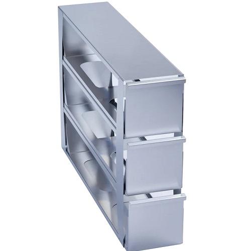 Eppendorf Freezer Rack: CryoCube® F740 series (3-compartment, Standard), Innova® U360, U535, 5 in/127 mm, drawer, stainless steel