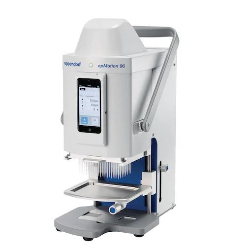 epMotion® 96 with 2-position slider, 96-channel, with 2-position slider, semi-automated electronic pipette for parallel 96 channel microplate processing (without iPod® controller), 0.5 – 300 µL