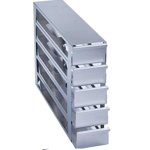 Eppendorf Freezer Rack: CryoCube® F740 series (3-compartment, Standard), Innova® U360, U535, 3 in/76 mm, drawer, stainless steel
