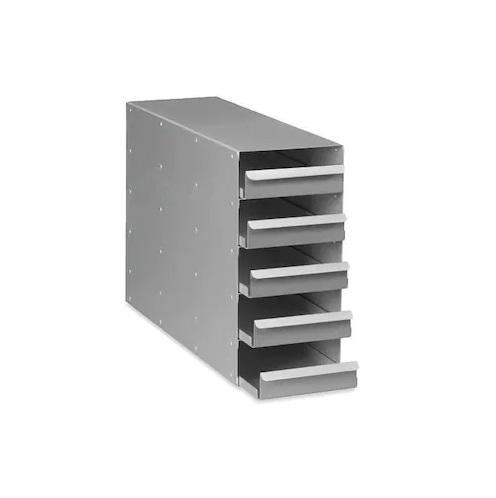 Eppendorf Upright freezer rack: CryoCube® F740 series (3-compartment), Innova® U360, U535, 20 boxes per rack, 3 in/76 mm, drawer, aluminum