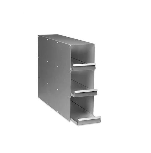 Eppendorf Upright freezer rack: CryoCube® F740 series (3-compartment), Innova® U360, U535, 12 boxes per rack, 4 in/102 mm, drawer, aluminum