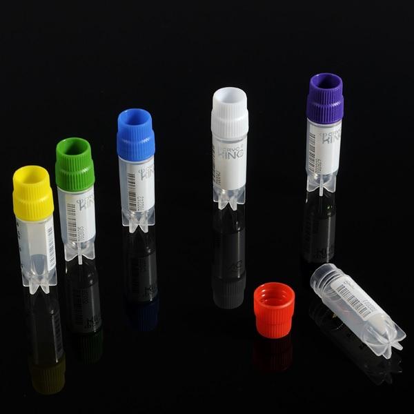 BIOLOGIX™ External Thread Cryovials With Multi Codes, Sterile, Self-Standing, Green, 2.0 ml