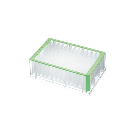 Eppendorf Deepwell Plate 96/2000 µL, wells clear, 2,000 µL, PCR clean, green, 20 plates (5 bags × 4 plates)