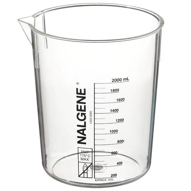 Nalgene™ Polypropylene Griffin Low-Form Plastic Beakers, 2000 mL, Case of 6