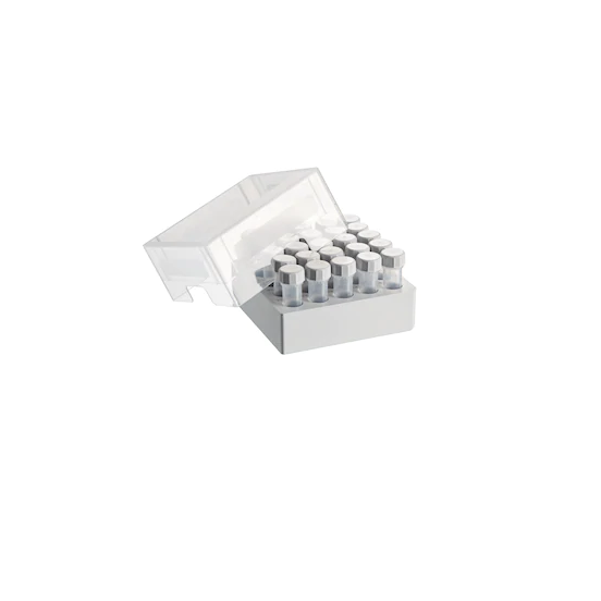 Eppendorf Storage Box 5 × 5, freezer box, for 25 tubes 5 mL screw cap, 2 pcs., height 76 mm, 3 in, polypropylene, for freezing to -86 °C, autoclavable, with lid and alphanumeric code