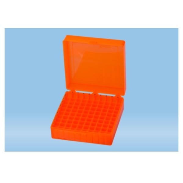 Sarstedt™ Storage Box, Hinged Lid, PP, 10 x 10, For 100 Collection Tubes, Orange