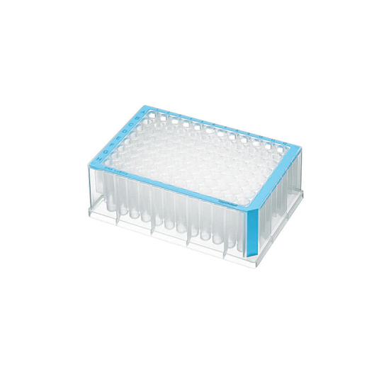 Eppendorf Deepwell Plate 96/1000 µL, wells clear, 1,000 µL, PCR clean, blue, 20 plates (5 bags × 4 plates)